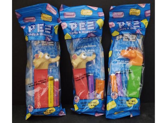 ICE AGE CHARACTERS PEZ DISPENSER LOT 3 Pcs UNOPENED