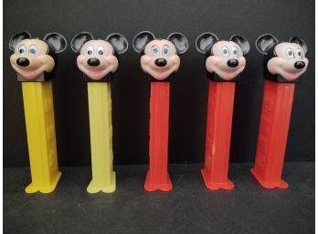 RED & YELLOW MICKEY MOUSE PEZ DISPENSER LOT 5 Pcs
