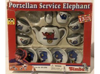 Porcelain Elephant Motif Childrens Tea Set - Missing One Piece
