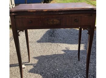Vintage Fold Over Side Tea Table With Drawer