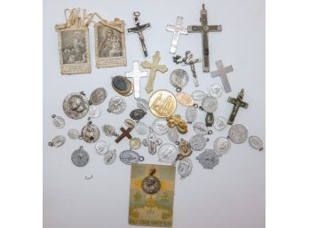 Large Collection Of Religious Pendants And Crucifixes