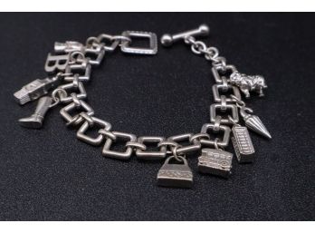 Vintage Sterling Bracelet With 9 Charms Over 50 Grams