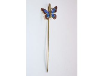 Vintage Brass With Enamel Butterfly Bookmark