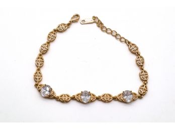Gold Plated Bracelet With 3 Sparkly Stones