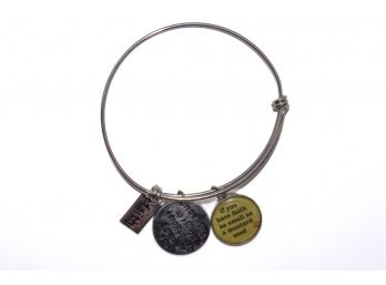 Silver Bangle Bracelet With 3 Adorable Charm