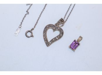 2 Sterling Silver Pendants And 1 Chain