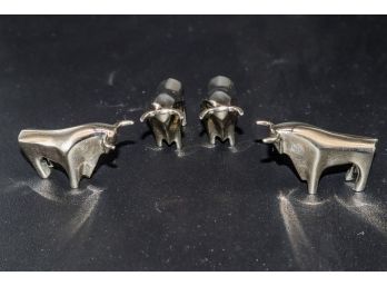 4 Miniature Silver Bulls