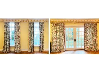 Luxurious Lined Draperies And Hanging Bars - Three Sets