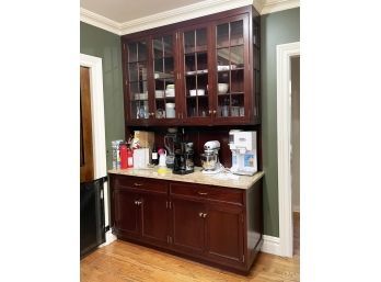 A Gorgeous Pantry Run Of Mahogany Cabinets With Granite Countertops - Uppers And Lowers