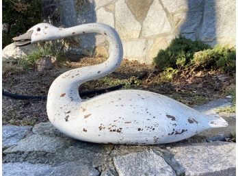 A Vintage Carved Wood Swan Decoy