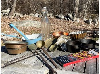 Vintage Kitchen Assortment - Copper, Enamelware, Cast Iron And More!