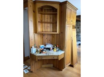 An Inside And Outside Built In Corner Desk/Pantry Unit - Solid Pine And Granite