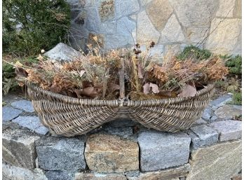 A Very Large Vintage Basket With Dried Floral