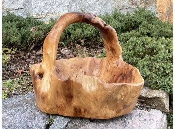 A Carved Wood Basket - Solid Piece