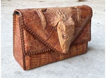 A Vintage Cuban Alligator Shell Bag