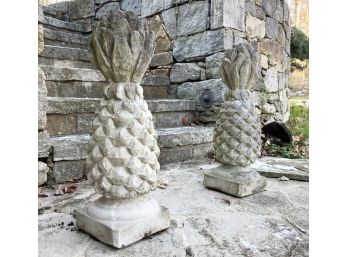 A Pair Of Elegant Cast Stone Pineapples