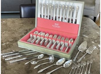 A Vintage Rogers Brothers 'First Love' Silver Plated Flatware Service For 12