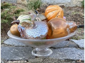 Elegant Glass Vessel And Autumnal Ornaments By Simon Pearce