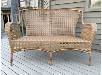 A Vintage Rattan Style Settee - Metal And Acrylic - SEE NOTE