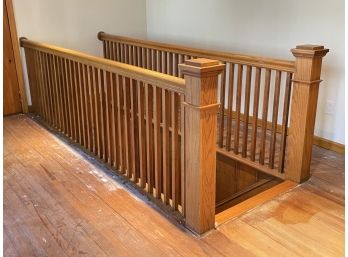 A Pair Of Solid Oak Mission Style Stair Rails