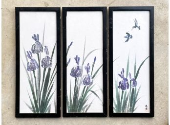 A Vintage Japanese Watercolor Triptych