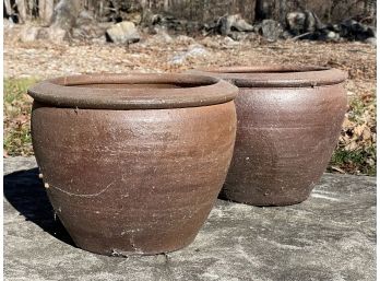 A Pair Of Medium Glazed Earthenware Planters By Campagna