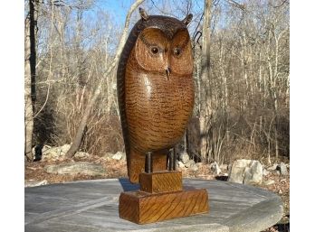 A Late 19th Century Carved Wood Owl - New Hampshire Made