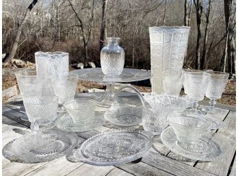 A Collection Of Antique Fenton And Pressed Glass