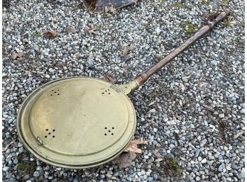 An Antique Brass Chestnut Roaster, Or Warming Pan