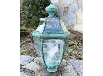 A Vintage Copper And Glass Post Lantern