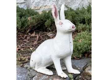 An Antique Cast Iron Bunny - Door Stop Or Garden Ornament