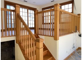 A Solid Oak Mission Style Stair Rail