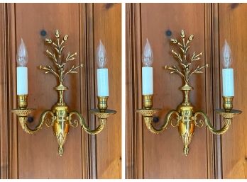 A Pair Of French Empire Brass Sconces