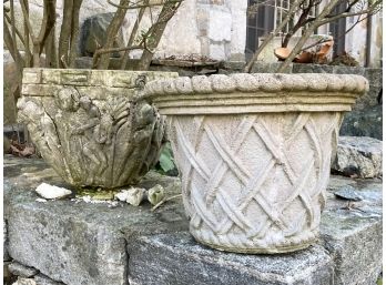 A Pairing Of Cast Stone Garden Planters