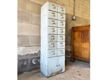 A Vintage Painted Wood Apothecary Unit