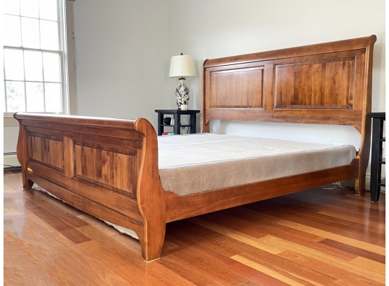 A Paneled Canadian Pine King Sleigh Bedstead