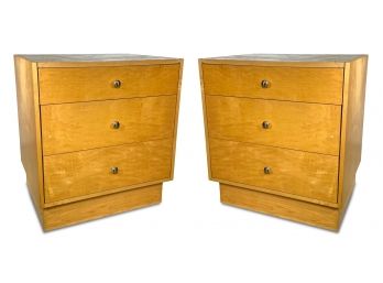 A Pair Of Mid Century Modern Maple Nightstands