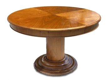 A Gorgeous Vintage Italian Modern Inlaid Wood Pedestal Base Dining Table By Blooingdales