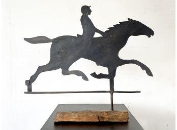 A Vintage Metal Equestrian Weathervane Top