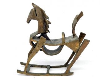 A Vintage Art Brass Equestrian Sculpture