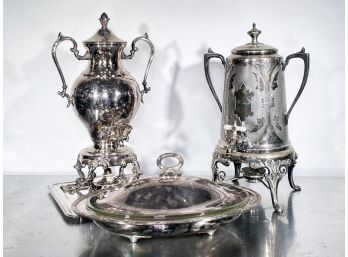 Fabulous Vintage Samovars By Towle And More Silver Plated Serving Ware