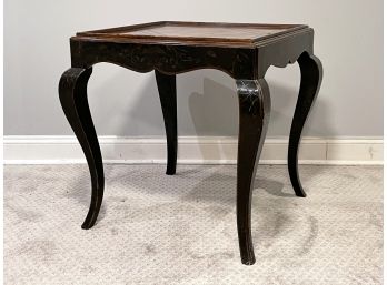 An Inlaid Wood Lacquered Side Table By Baker Furniture