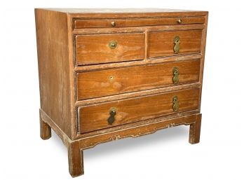 A Vintage Oak Nightstand In Asian Campaign Style