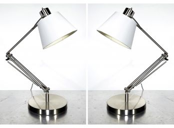 A Pair Of Modern Chrome Desk Lamps