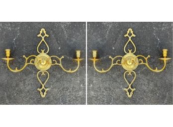 A Pair Of Vintage Brass Candle Sconces