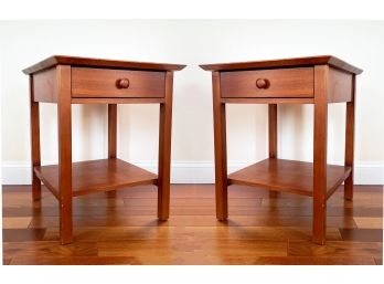 A Pair Of Cherry Wood Nightstands By Ethan Allen