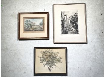 A Trio Of Vintage And Antique Etchings