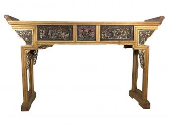 A Vintage Hand Carved Asian Console, Or Alter