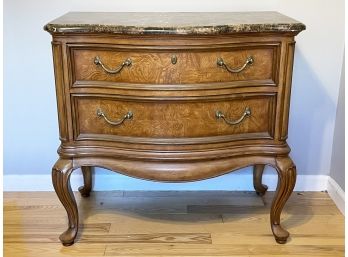 An Elegant French Provincial Marble Top Nightstand By Thomasville