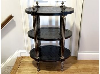 A Leather Top Side Table Or Etagere By Maitland Smith